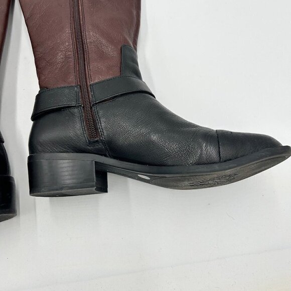 Vince Camuto Leisha Brown Black Leather 6.5 M 36.5 Knee High Riding Boots - Picture 7 of 13
